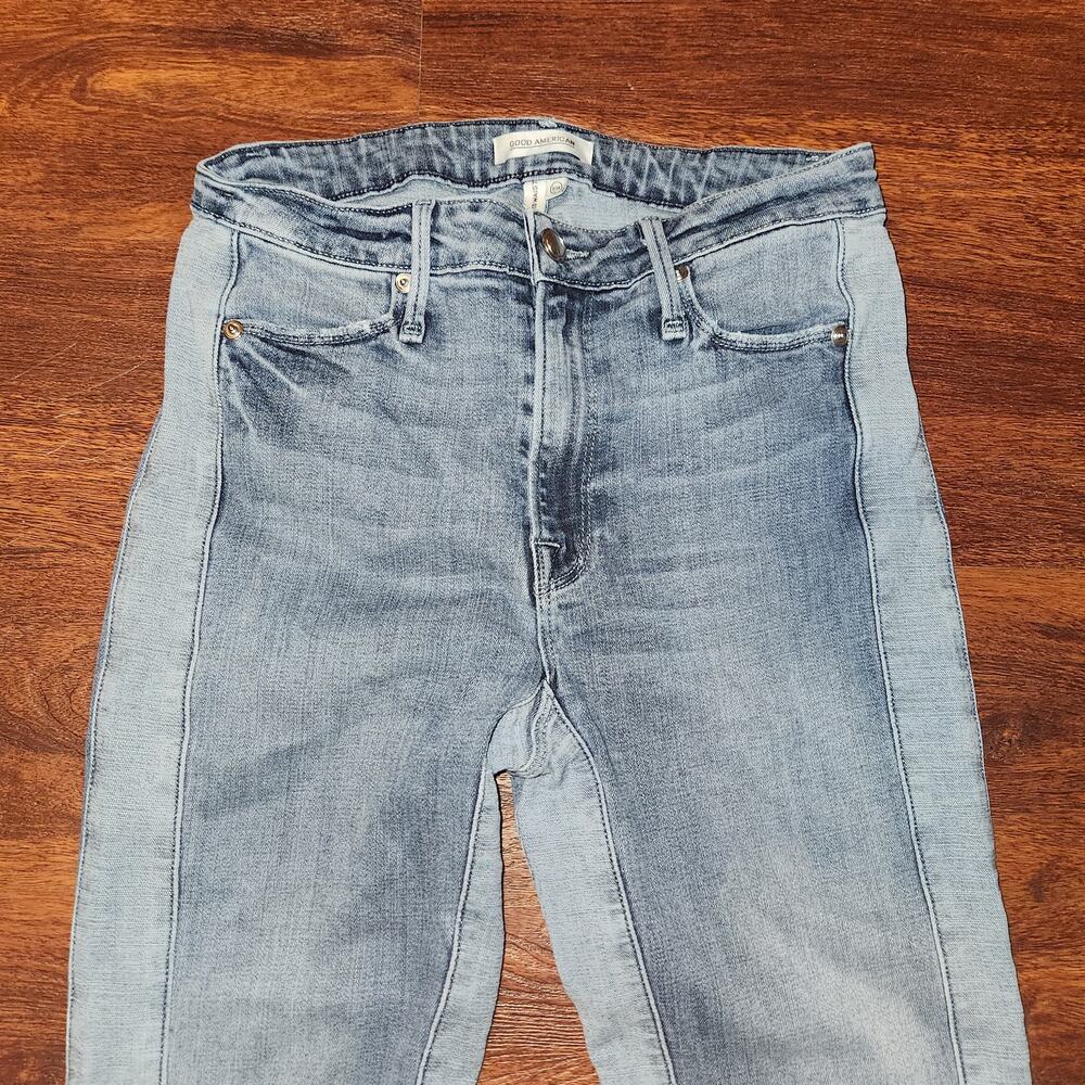 Good American Good Waist Two-Toned High Rise Skinny Jeans, Size 2/26 - Picture 4 of 10